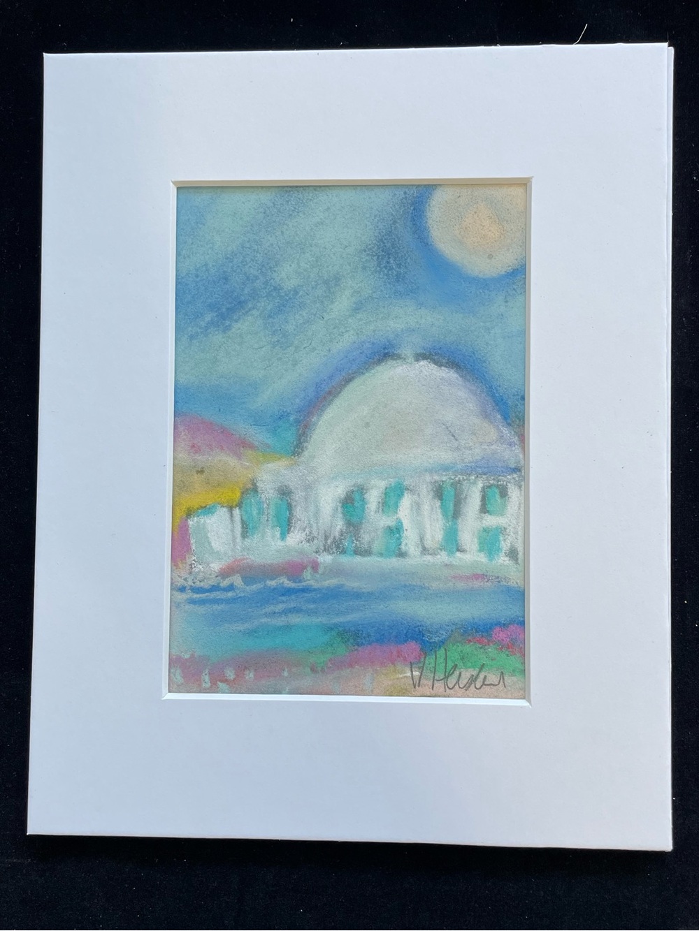 Island Church“An Original Pastel Painting Matted 5"x7" Original Art